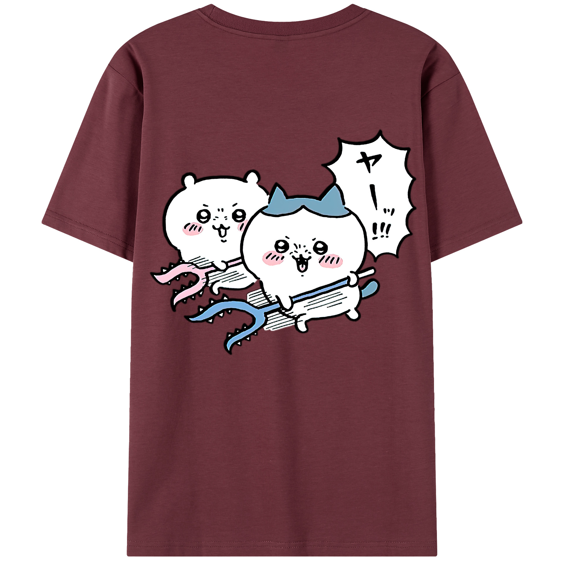 （画像用） ちいかわ ハチワレ Chii-kawa hachiware 綿100％半袖Tシャツ（背面プリント）